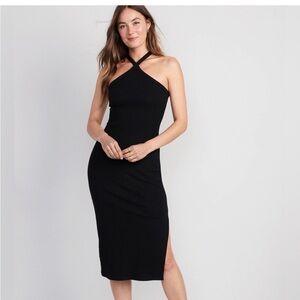 Old Navy Ribbed Knit Midi Halter Dress